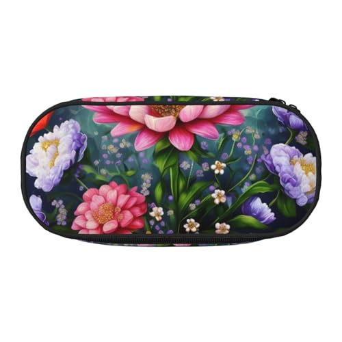 ZTPOWQA Modisches Federmäppchen mit Blumen-Diamant-Malerei, funktionales Federmäppchen, Schule, Reisen, Büro, praktisch, Schwarz , Einheitsgröße, Taschen-Organizer von ZTPOWQA