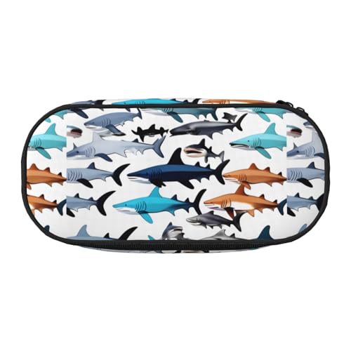 ZTPOWQA Modisches Federmäppchen mit Haifischmuster, funktionales Federmäppchen, Schule, Reisen, Büro, praktisch, Schwarz , Einheitsgröße, Taschen-Organizer von ZTPOWQA