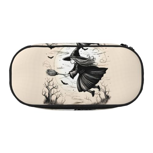ZTPOWQA Modisches Federmäppchen mit Halloween-Hexen-Motiv, funktionales Federmäppchen, Schule, Reisen, Büro, praktisch, Schwarz , Einheitsgröße, Taschen-Organizer von ZTPOWQA