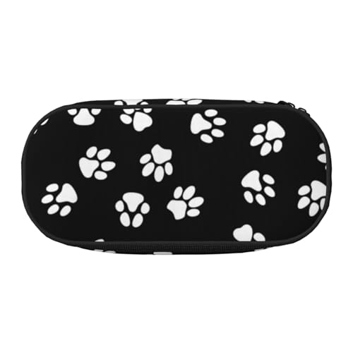 ZTPOWQA Modisches Federmäppchen mit Pfotenabdruck, funktionales Stifteetui, Schule, Reisen, Büro, Schwarz , Einheitsgröße, Taschen-Organizer von ZTPOWQA