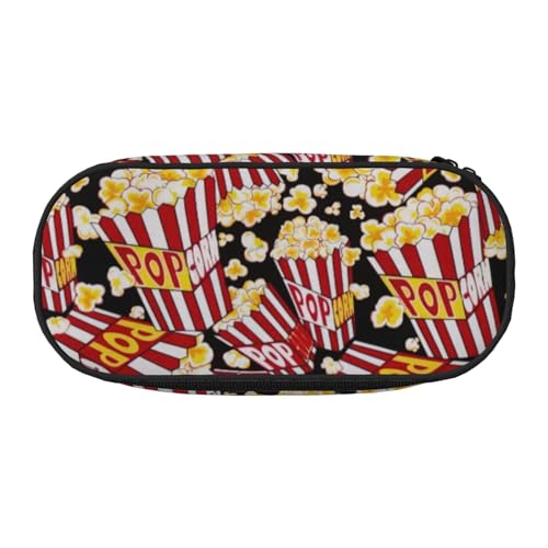 ZTPOWQA Modisches Federmäppchen mit Popcorn-Aufdruck, funktionales Federmäppchen, Schule, Reisen, Büro, praktisch, Schwarz , Einheitsgröße, Taschen-Organizer von ZTPOWQA