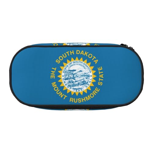 ZTPOWQA Modisches Federmäppchen mit Süddakota-Flagge, funktionales Federmäppchen, für Schule, Reisen, Büro, Schwarz , Einheitsgröße, Taschen-Organizer von ZTPOWQA