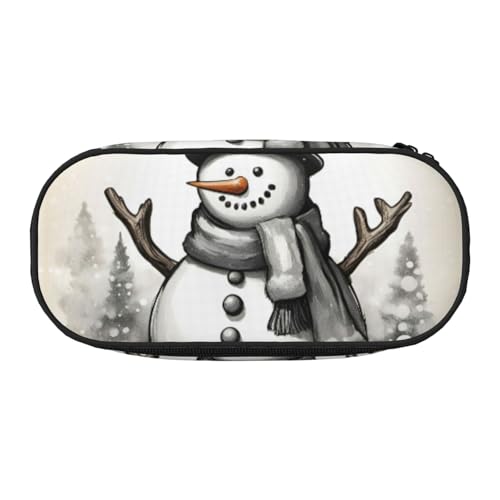 ZTPOWQA Modisches Federmäppchen mit Weihnachtsmotiv und Schneemann-Motiv, funktionales Federmäppchen, für Schule, Reisen, Büro, Schwarz , Einheitsgröße, Taschen-Organizer von ZTPOWQA