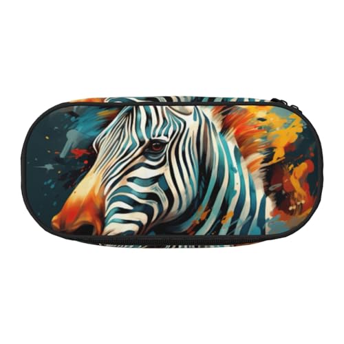 ZTPOWQA Modisches Federmäppchen mit abstraktem Zebramuster, funktionales Federmäppchen, Schule, Reisen, Büro, praktisch, Schwarz , Einheitsgröße, Taschen-Organizer von ZTPOWQA