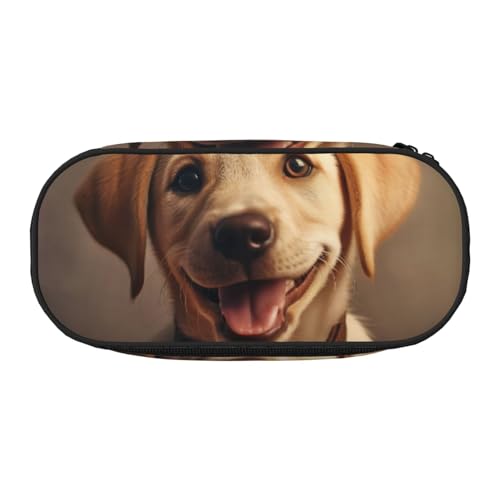 ZTPOWQA Modisches Federmäppchen mit niedlichem Labrador-Motiv, funktionales Stifteetui, Schule, Reisen, Büro, Schwarz , Einheitsgröße, Taschen-Organizer von ZTPOWQA