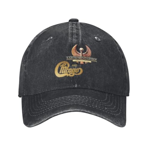 Baumwolle Vintage Washed Denim Baseballkappe Chicago Earth Wind Fire Hats Hip Hop Hat Cotton Baseball Cap Custom Adjustable Trucker Hat für Männer Frauen von ZTQTQZZ