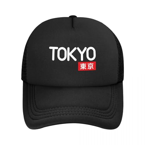 ZTQTQZZ Atmungsaktiv Mesh Baseball Kappe Sporthut Tokyo Kanji Schriftzug Tokyo Japan Wort Baseball Cap Hut Mann Luxus Trucker Cap Herren Luxus Damen von ZTQTQZZ