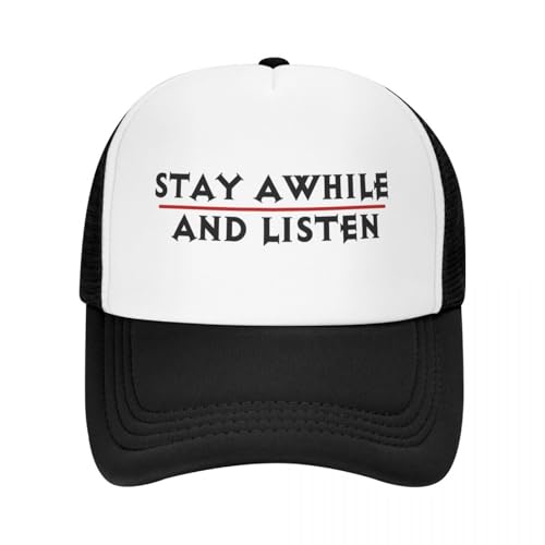 ZTQTQZZ Atmungsaktiv Mesh Baseballmütze Sporthut Stay Awhile and Listen Baseball Cap Pferdemütze Sonnenmütze Hüte Damen Herren von ZTQTQZZ