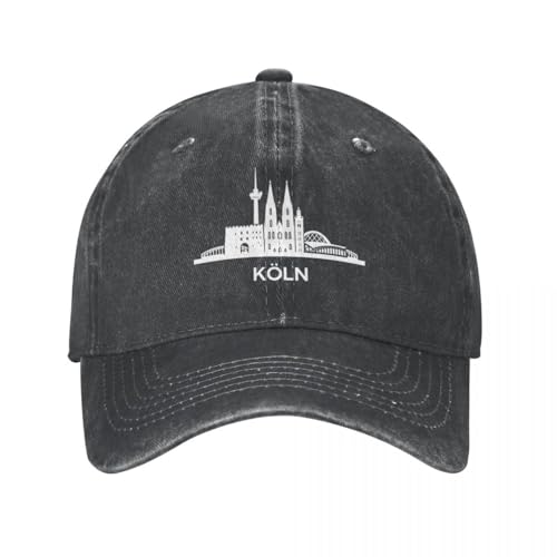 ZTQTQZZ Baumwolle Vintage Washed Denim Baseballkappe Köln Skyline weiß Cap Cowboyhut Sport Caps Mütze Damen Winter Herren von ZTQTQZZ