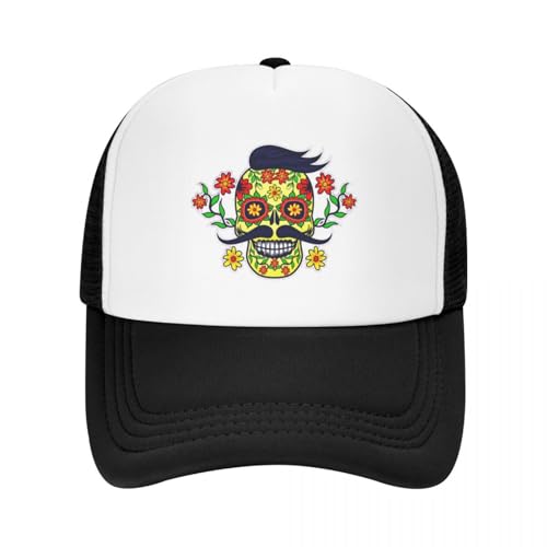 ZTQTQZZ Trucker Cap MeshCap Tag der Toten Baseball Cap Strand Papa Hut Militärmütze Mann Hut Luxus Damen Männer von ZTQTQZZ