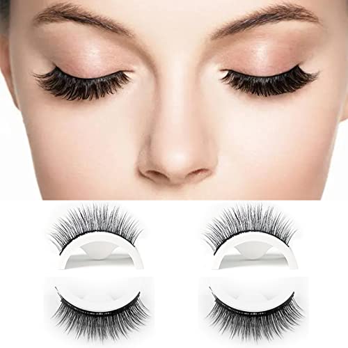 Wiederverwendbare selbstklebende falsche Wimpern kein Kleber oder Eyeliner Wimpern einfach anzubringen rutschfest wasserdicht selbstklebend falsche Wimpern für Frauen 2 Paar (F03) von ZTVOWTO