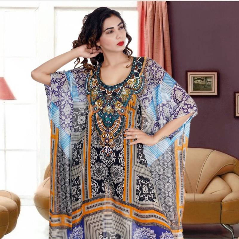 Handgemachte Seide Kaftan Kleid Jeweled Resort Beach Cover-Up von ZUBEDABOUTIQUE