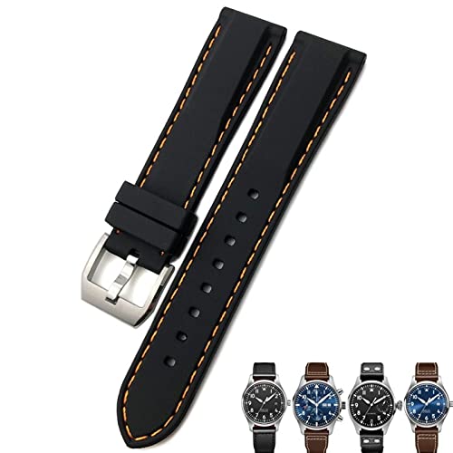ZUC 20 mm, 21 mm, 22 mm, Gummi-Silikon-Armband für IWC Pilot Mark 18 Watch, Sportarmband, Schwarz / Blau, 20 mm, Achat ZUC 20 mm, 21 mm, 22 mm, Gummi-Silikon-Armband für IWC Pilot Mark 18 Watch, Sportarmband, Schwarz / Blau, 20 mm, Achat von ZUC