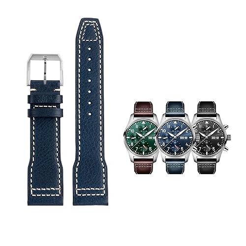 ZUC 20mm 21mm Italien Echtes Leder Armband Für IWC Big PILOT Spitfire Uhr Rindsleder Schwarz braun blau Mann armband(Brwon rose buckle,20mm) von ZUC