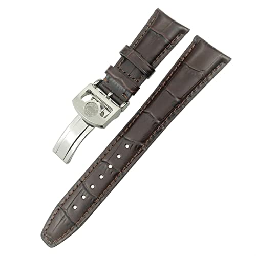 ZUC 21mm 22mm gekrümmtes Ende echter Kuh-Leder-Armband-Ersatz für Iwc Portugieser Uhren Faltenschnalle Watch Strap (Color : Brown 2, Size : 21mm) von ZUC