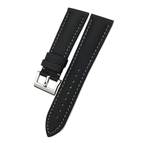 ZUC 23mm Nylonfaser-Leder-Leinwand-Uhr-Uhren-Ersatz für Blancpain fünfzig Fathoms schwarze Band-Armbänder (Color : Black1, Size : 23mm) von ZUC