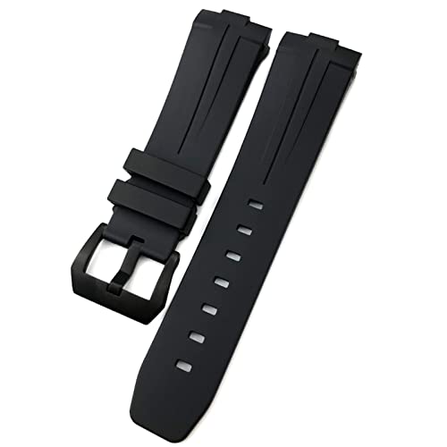 ZUC 24mm Gummi-Silikon für Panerai-Riemen-Bogen-Gebogene Schnittstelle PAM441 111 312 359 438 320 Uhrenband Männer Sport Armband Zubehör (Color : Black Thread Black, Size : 24mm) von ZUC