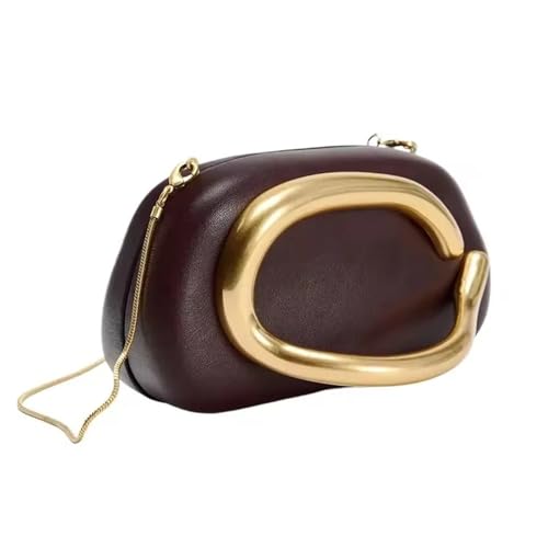 ZUC Box Bag Metalldetails Crossbody PU Leder Clutch Schulter Luxus Marke Handtaschen Damen Handtasche Damen Frauen Abend Geldbörse Rot, braun, Einheitsgröße von ZUC