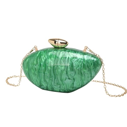 ZUC Damen Fashion Trend Acryl Clutch Oval Tasche Kette Schultertasche, grün, Einheitsgröße von ZUC