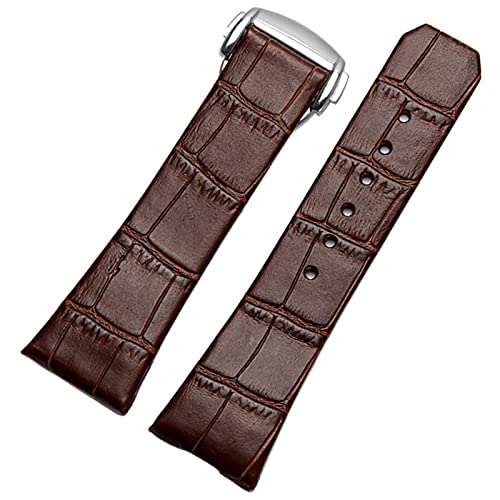 ZUC Echter Leder Uhrengurt für Omega Constellation Double Eagle Serie Männer Frauen 17mm 23mm Uhrband(Brown,23mm Silver Clasp) von ZUC