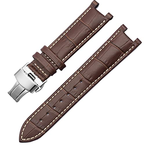 ZUC Echtes Leder Armband für GC 22 * 13mm 20 * 11mm Kerbelband mit Haltekleidungsschmetterlingsschnalle Männer und Frauen Watch Gürtel (Color : F, Size : 20-11mm) von ZUC