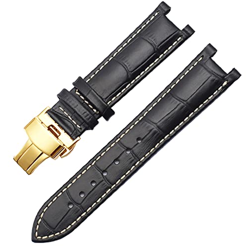 ZUC Echtes Leder Armband für GC 22 * 13mm 20 * 11mm Kerbelband mit Haltekleidungsschmetterlingsschnalle Männer und Frauen Watch Gürtel (Color : K, Size : 20-11mm) von ZUC