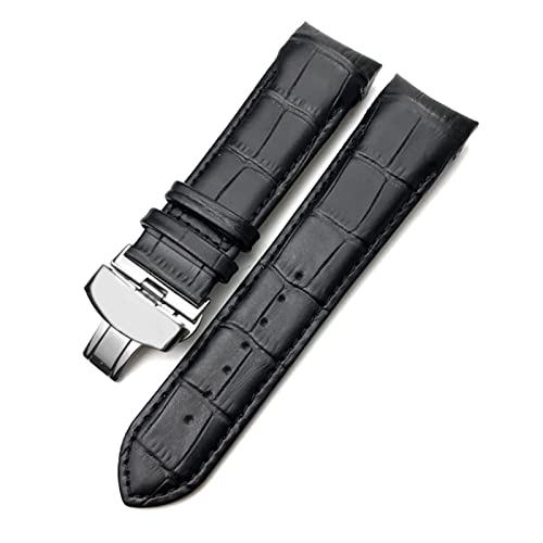 ZUC Echtes Lederarmband 22mm 23mm 24mm für Tissot T035 617 627 439 Braun Schwarz Kalbsleder Uhrenarmband Faltschließe (Color : T035 Black, Size : 23mm) von ZUC