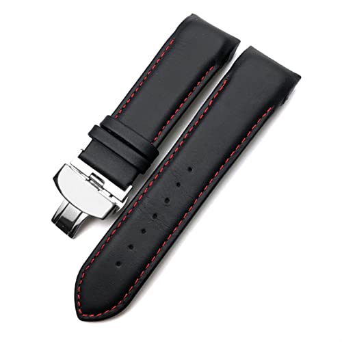 ZUC Echtes Lederarmband 22mm 23mm 24mm für Tissot T035 617 627 439 Braun Schwarz Kalbsleder Uhrenarmband Faltschließe (Color : T035 Black Red, Size : 22mm) von ZUC