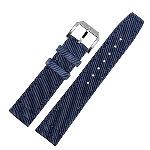 ZUC Für IWC Pilot Spitfire Timezone TopGun Strap Green Black Belts Armbanduhrenbänder 20 mm 21 mm 22 mm Nylon Canvas Fabric Uhrenarmband(Pin blue silver,21mm) von ZUC