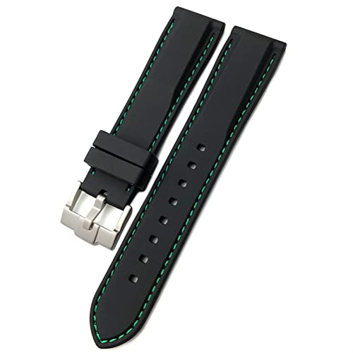 ZUC Für Rolex Uhrenarmband 19mm 21mm 20mm 22mm 23mm 24mm Für Rolex Weiches Wasserdichtes Silikon Uhrenarmband (Color : Black green, Size : 20mm) von ZUC