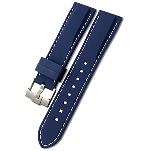 ZUC Für Rolex Uhrenarmband 19mm 21mm 20mm 22mm 23mm 24mm Für Rolex Weiches Wasserdichtes Silikon Uhrenarmband (Color : Blue white, Size : 22mm) von ZUC