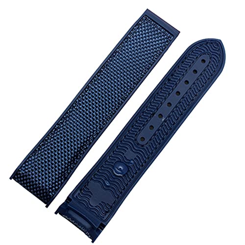 ZUC Nylon-Gummi-Armband für Omega Herren Faltschließe Armband Uhrenzubehör Silikon-Uhrenarmband Kette (Color : Blue Band, Size : 22mm) von ZUC