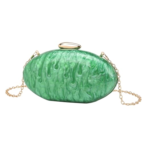 ZUC Ovale Muscheltasche Acryl Mode Tasche Kette Umhängetasche Damen Handytasche, grün, Einheitsgröße von ZUC