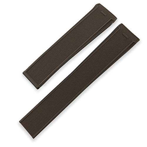 ZUC Rubber Uhrband 22 mm 20 mm Silikon Uhrengurt für Tag Heuer Aquaracer 43 mm 41 mm Gehäusedurchmesser Schwarz Blau Sportgelenk Band (Color : Brown no buckle, Size : 20mm) von ZUC