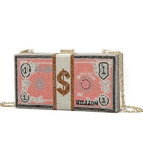 ZUC USD-Muster Strass Stein Acryl Tasche Kette Crossbody Handytasche, rose, Einheitsgröße ZUC USD-Muster Strass Stein Acryl Tasche Kette Crossbody Handytasche, rose, Einheitsgröße von ZUC