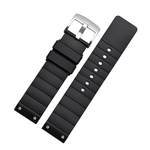 ZUC Uhrenarmband-Zubehör, für Cartier W20121U2 Santos100, Silikon-Armband, weiches Gummi-Sportarmband, Herren- und Damenarmband, 23 mm(Black-silver) von ZUC