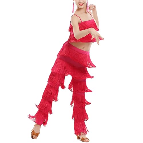 ZUCKY Damen-Tanz-Top und Hose, 2-teiliges Set für Ballsaal, Rumba, Tango, Salsa, Pink, M ZUCKY Damen-Tanz-Top und Hose, 2-teiliges Set für Ballsaal, Rumba, Tango, Salsa, Pink, M von ZUCKY