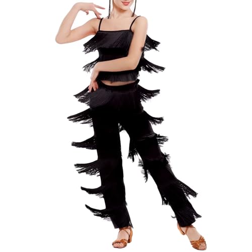 ZUCKY Damen-Tanz-Top und Hose, 2-teiliges Set, für Ballsaal, Rumba, Tango, Salsa, Schwarz, Klein ZUCKY Damen-Tanz-Top und Hose, 2-teiliges Set, für Ballsaal, Rumba, Tango, Salsa, Schwarz, Klein von ZUCKY
