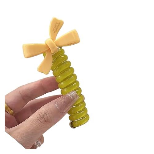1 paar Telefon Draht Bowknot Haar Schleife for Frau Mädchen Hohe Elastische Kopf Seil Pferdeschwanz Elastische Haar Krawatten Haar Zubehör(Green) von ZUGLQYSX