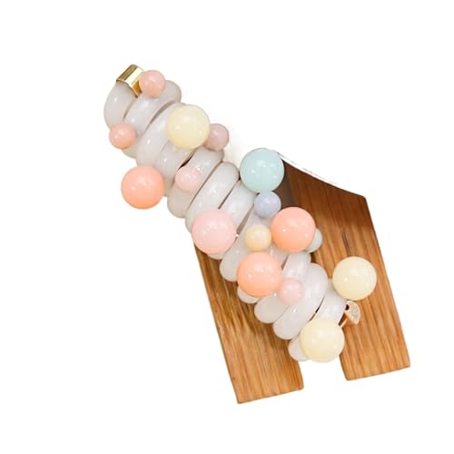 1 paar Telefon Kabel Haargummi Bunte Perle Perlen Klare Farbe Telefon Draht Elastische Haar Band Pferdeschwanz Halter Frauen Zubehör(Lavender) von ZUGLQYSX