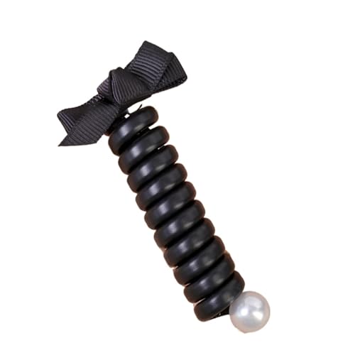 2 stücke Bogen Elastische Gummibänder for Frauen Mädchen Telefon Draht Haar Krawatten Schleife Spirale Spule Haarbänder Pferdeschwanz Halter Zubehör(Bow- black) von ZUGLQYSX