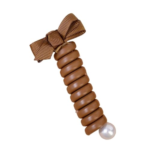 2 stücke Bogen Elastische Gummibänder for Frauen Mädchen Telefon Draht Haar Krawatten Schleife Spirale Spule Haarbänder Pferdeschwanz Halter Zubehör(Bow- coffee) von ZUGLQYSX