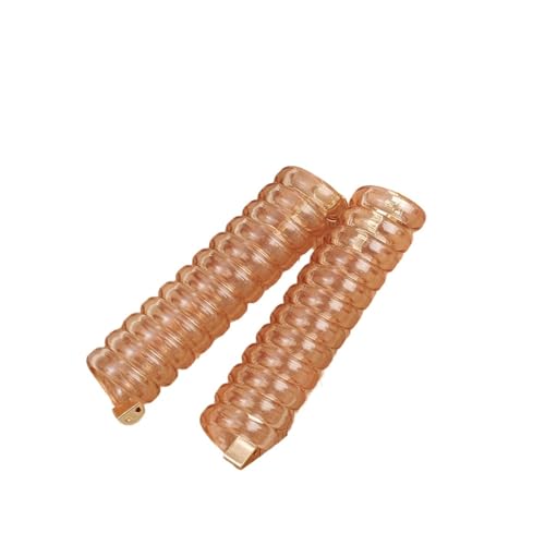 2 stücke Bogen Elastische Gummibänder for Frauen Mädchen Telefon Draht Haar Krawatten Schleife Spirale Spule Haarbänder Pferdeschwanz Halter Zubehör(Style B- clear khaki) von ZUGLQYSX
