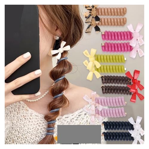 2 stücke Frauen Bogen Elastische Gummibänder Telefon Draht Haar Krawatten Schleife Spirale Spule Haarbänder Pferdeschwanz Halter Zubehör(Style 03) von ZUGLQYSX
