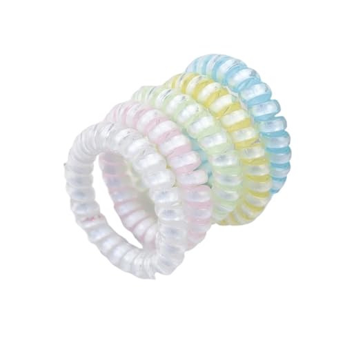 5Pcs Farbe Leucht Telefon Linie Haar Ring Gummiband Weiche for Frauen Pferdeschwanz Zubehör Headwear Weibliche Scrunchie(Color mix 2) von ZUGLQYSX