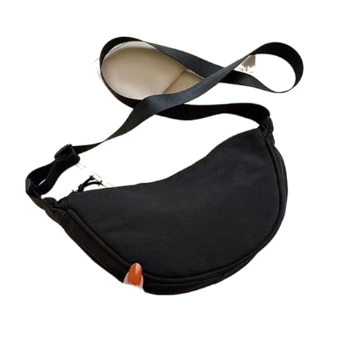 ZUGLQYSX Damen Halbmond Schultertasche Einfarbige Brusttasche for Damen, große Kapazität, Reise-Umhängetasche, Hüfttasche im Halbmond-Design FüR Reisen, Arbeit Und Alltag(Black) von ZUGLQYSX
