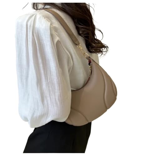 ZUGLQYSX Damen Halbmond Schultertasche Vintage Einfarbige Umhängetasche Lederhandtasche Damen Einfache Unterarmtasche Hobo Bag Crescent Chic Bag FüR Reisen, Arbeit Und Alltag(Color4) von ZUGLQYSX