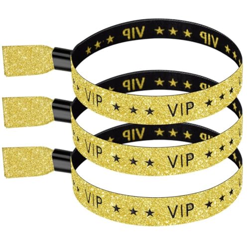 ZUHEGELA 100er-Pack VIP-Stoff-Event-Armbänder, Einfarbige Stoff-Armbänder, Farbige Armbänder für Aktivitäten, Partys (Gold), Langlebig, Einfache Installation von ZUHEGELA