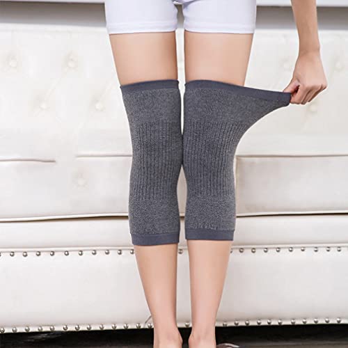 Damen Elastische Kniebandage, Anti-Rutsch Knieschoner Kniewärmer, Thermo Knieorthese, Kaschmir Winter Warm Knieschützer, Elastische Kniestütze Knieschoner für Yoga,Laufen,Radfahren (XL, Grau) von ZUICC