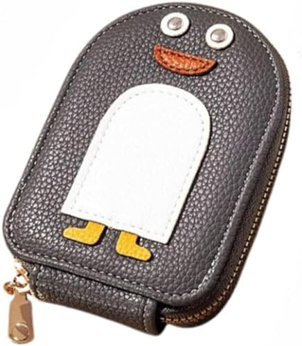 Niedliche Pinguine PU Kreditkarte Münze Brieftasche, Kreditkartenetui für Damen, Cartoon Kreativer Pinguin Kartenhalter, Kreditkartenhülle Leder mit Münzfach Kleines Zipper Brieftasche (Grau) von ZUICC